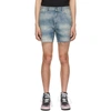 SAINT LAURENT BLUE DENIM DESTROYED CALIFORNIA SHORTS