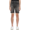 SAINT LAURENT BLACK DENIM STRAIGHT SHORTS