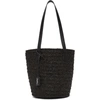 SAINT LAURENT BLACK RAFFIA SMALL PANIER TOTE