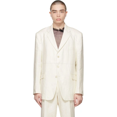 Maison Margiela Stitch-detail Single-breasted Blazer In White