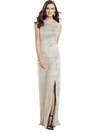 DESSY COLLECTION DESSY COLLECTION SLEEVELESS SCOOP NECK METALLIC TRUMPET GOWN