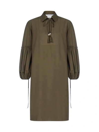 Max Mara Puff Sleeve Tunic Dress In Green