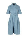 FENDI FENDI FF LOGO EMBROIDERED BELTED DENIM JUMPSUIT