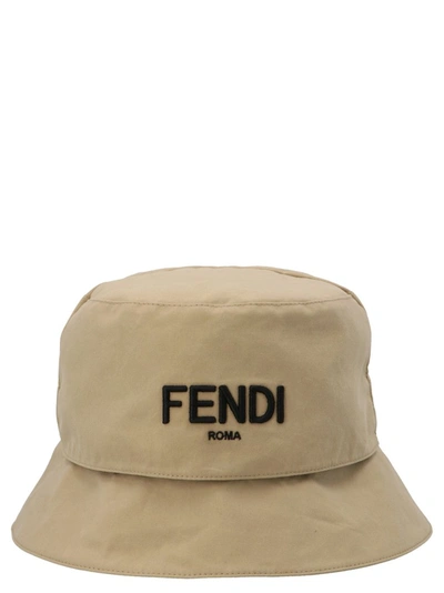 Fendi Logo Layered Bucket Hat In Beige