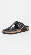 Birkenstock Women's Gizeh Big Buckle Oiled Leather Sandals From Finish Line In Black
