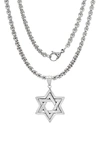 Hmy Jewelry Stainless Steel Star Of David Pendant Necklace In Metallic