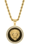 HMY JEWELRY 18K GOLD PLATED PAVE CRYSTAL LION PENDANT NECKLACE,192068091189