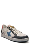 Sepol Men's Estrella Distressed Leather Sneakers In White-blue