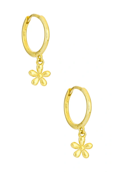 Adinas Jewels Solid Flower Huggies In Gold