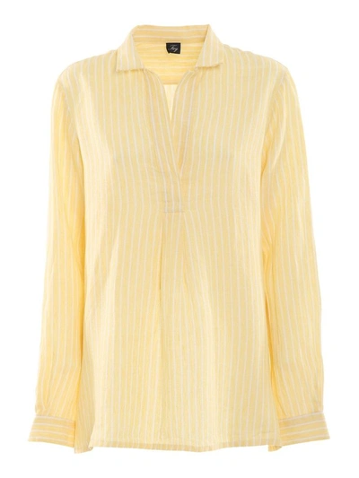 Fay Striped Linen Blouse In Yellow