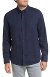 Nordstrom Trim Fit Solid Linen Button-down Shirt In Navy Blazer