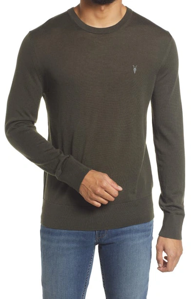 Allsaints Mode Slim Fit Merino Wool Sweater In Moss Green