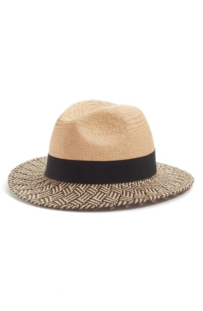 Halogenr Patterned Fedora In Tan Combo
