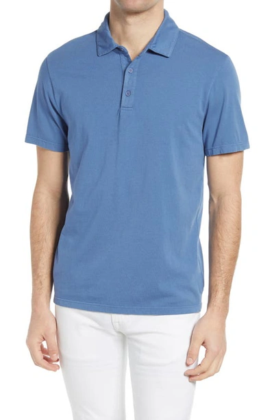 Vince Regular Fit Garment Dyed Cotton Polo Shirt In Washed Tahoe Blue
