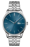 Lacoste Men's Vienna Stainless Steel Bracelet Watch 42mm In Blue