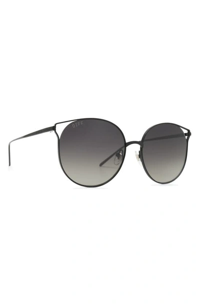 Diff Rory 59mm Mirrored Cat Eye Sunglasses In Black/ Grey Gradient