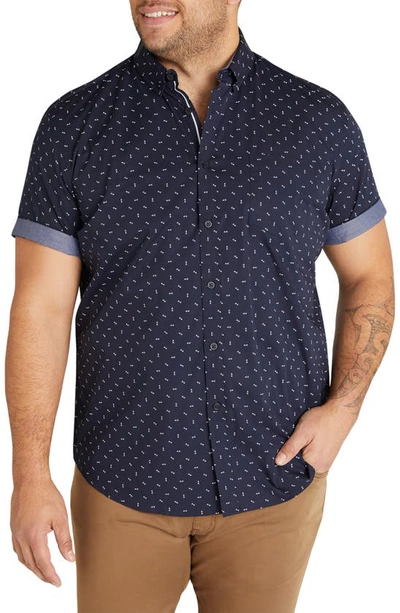 Johnny Bigg Benson Arrow Print Stretch Short Sleeve Button-down Shirt In Navy