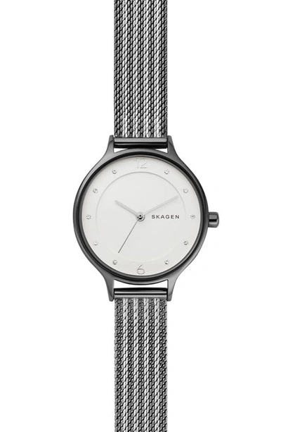 Skagen 'anita' Crystal Index Mesh Strap Watch, 30mm