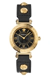 Versace Tribute Leather Strap Watch, 35mm In Gold