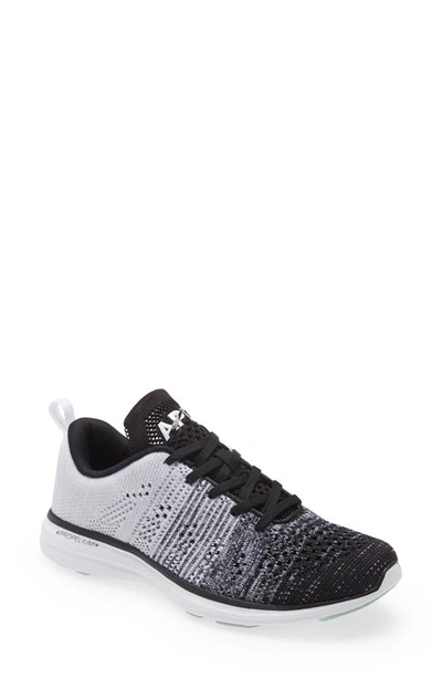 Apl Athletic Propulsion Labs Techloom Pro Knit Running Shoe In Black/ Heather Grey/ White