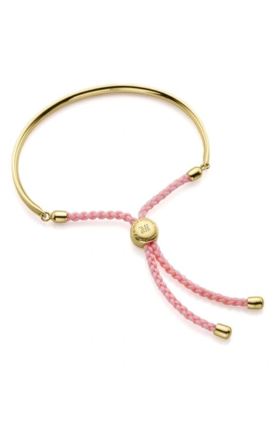 Monica Vinader Engravable Fiji Friendship Bracelet In Gold/ Ballet Pink