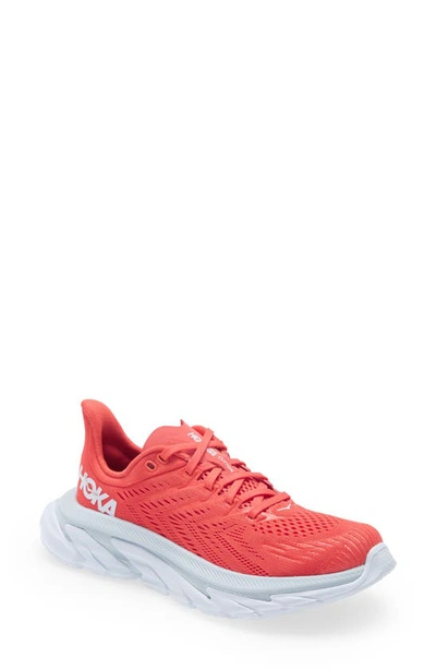 Hoka One One Stretch-knit Chunky Sole Trainers In Rot