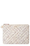 Mz Wallace Metro Water Resistant Quilted Pouch In Basket Weave