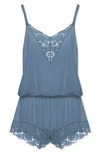 Eberjey Naya Lace-trimmed Stretch-modal Playsuit In Blue Shadow