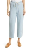 The Great The Wide Leg Cropped Sweatpants In Powder Blue