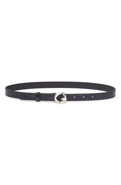 Givenchy G-chain Buckle Croc Embossed Leather Belt In Black