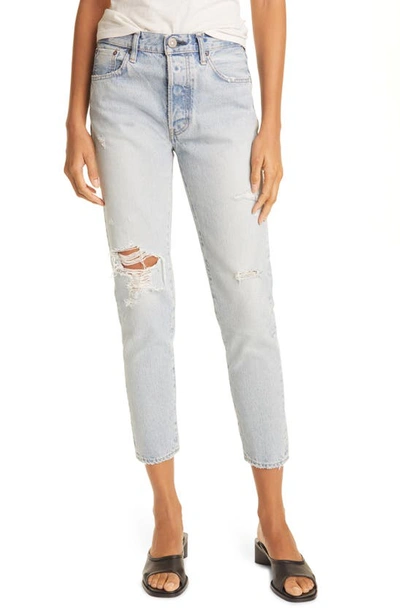 Moussy Melvin High Waist Tapered Skinny Jeans In Light Wash