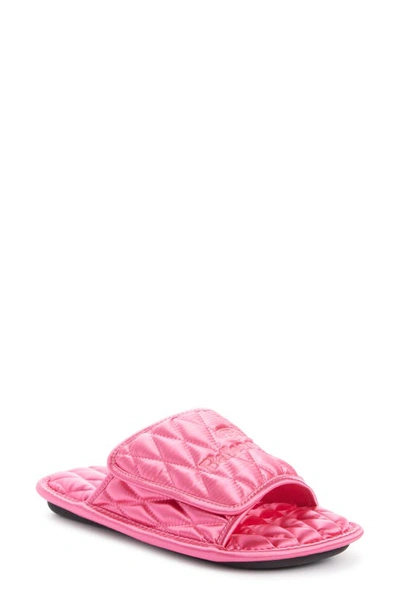 Balenciaga Home Logo-embroidered Quilted Satin Slides In Pink