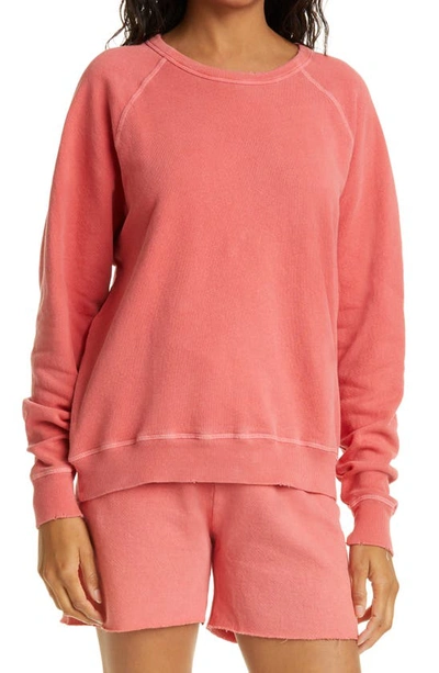 The Great The College French Terry Sweatshirt In Coral/ Coral