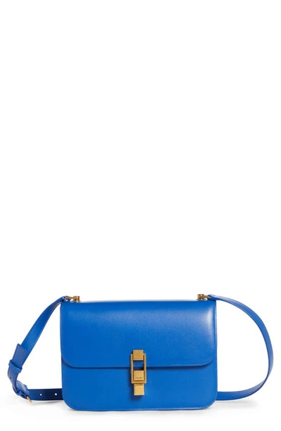 Saint Laurent Carre Leather Satchel Shoulder Bag In Blue