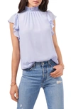 1.state Flutter Sleeve Smocked Neck Blouse In Soft Sky