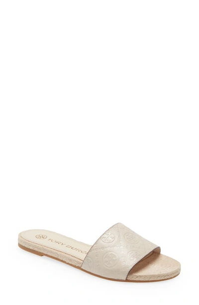 Tory Burch T Monogram Slide Sandal In New Cream Leather