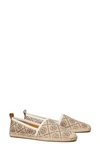 Tory Burch Leather-trimmed Jacquard Espadrilles In Hazelnut Logo Jacquard