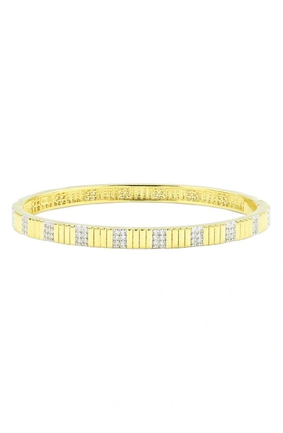 Freida Rothman Sleek Pavé Hinge Bangle In Silver/ Gold