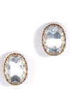 Deepa Gurnani Aria Oval Crystal Stud Earrings In Silver