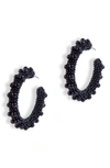 Deepa Gurnani Vidya Beaded Hoop Earrings In Black