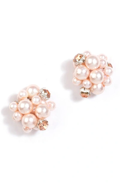 Deepa Gurnani Shefali Imitation Pearl Earrings In Peach