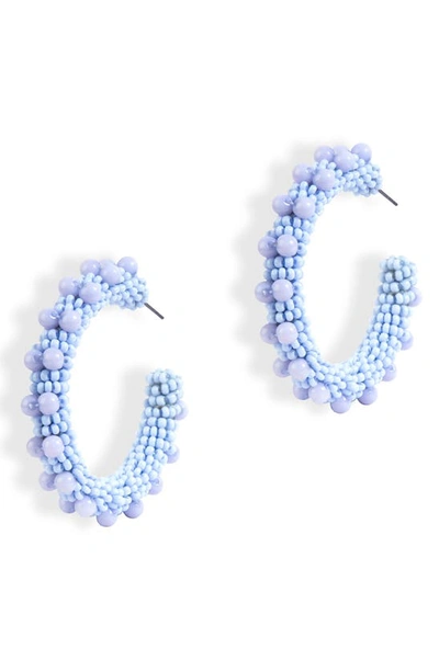 Deepa Gurnani Vidya Beaded Hoop Earrings In Blue