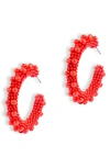 Deepa Gurnani Vidya Beaded Hoop Earrings In Red