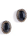 Deepa Gurnani Aria Oval Crystal Stud Earrings In Black
