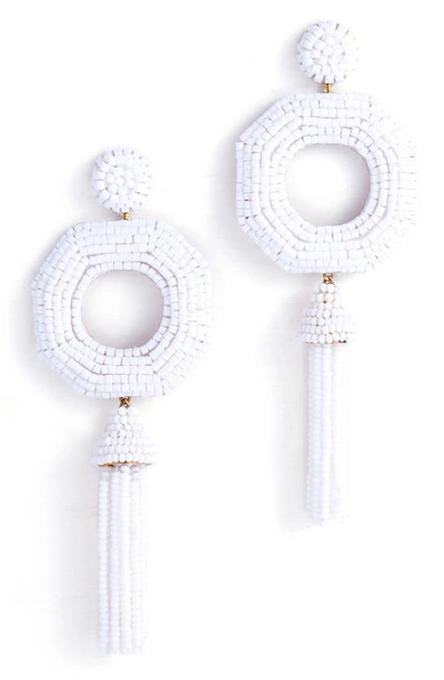 Deepa Gurnani Isha Tassel Drop Earrings In White