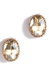 Deepa Gurnani Aria Oval Crystal Stud Earrings In Gold