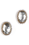 Deepa Gurnani Aria Oval Crystal Stud Earrings In Gunmetal