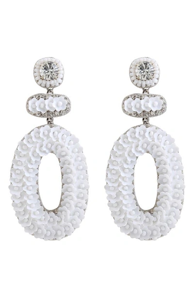 Deepa Gurnani Britt Floral Drop Earrings In White