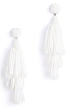 Deepa Gurnani Rain Tassel Earrings In White