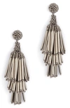 Deepa Gurnani Rain Tassel Earrings In Gunmetal